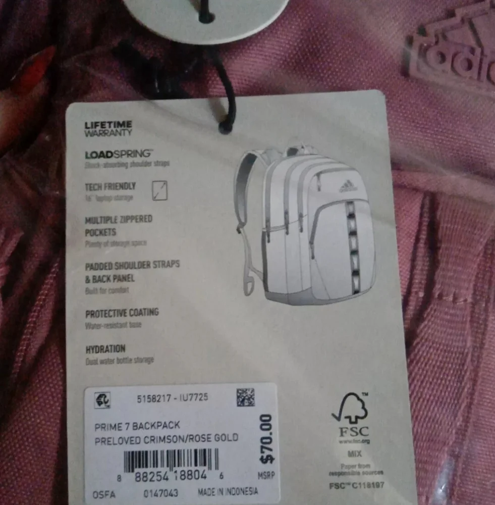 ❤️NWT!!❤️ XL ADIDAS PRIME 7 LAPTOP BACKPACK Rose Pink - Picture 3 of 3